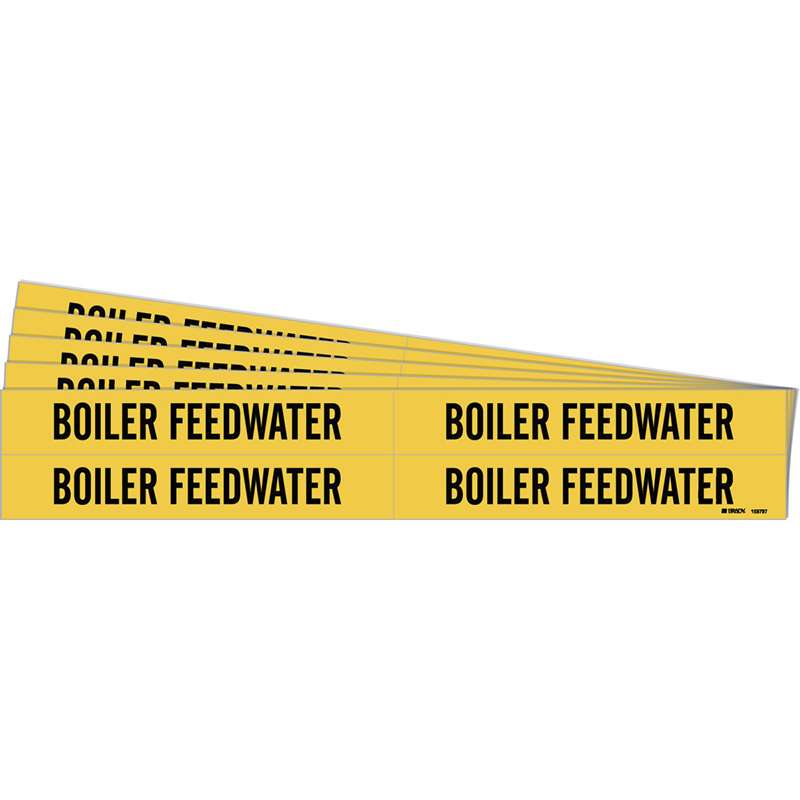 BOILER FEEDWATER Pipe Marker Style 4 Black on Yellow 4 per Card, 5 PK